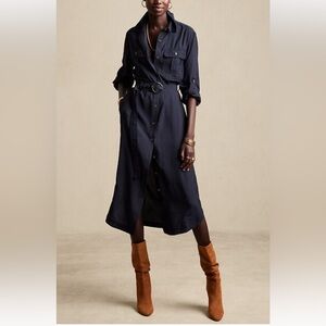 Banana RepublicNWT Navy Button-Front Midi Shirt Dress pit to pit 21.5-mix25)